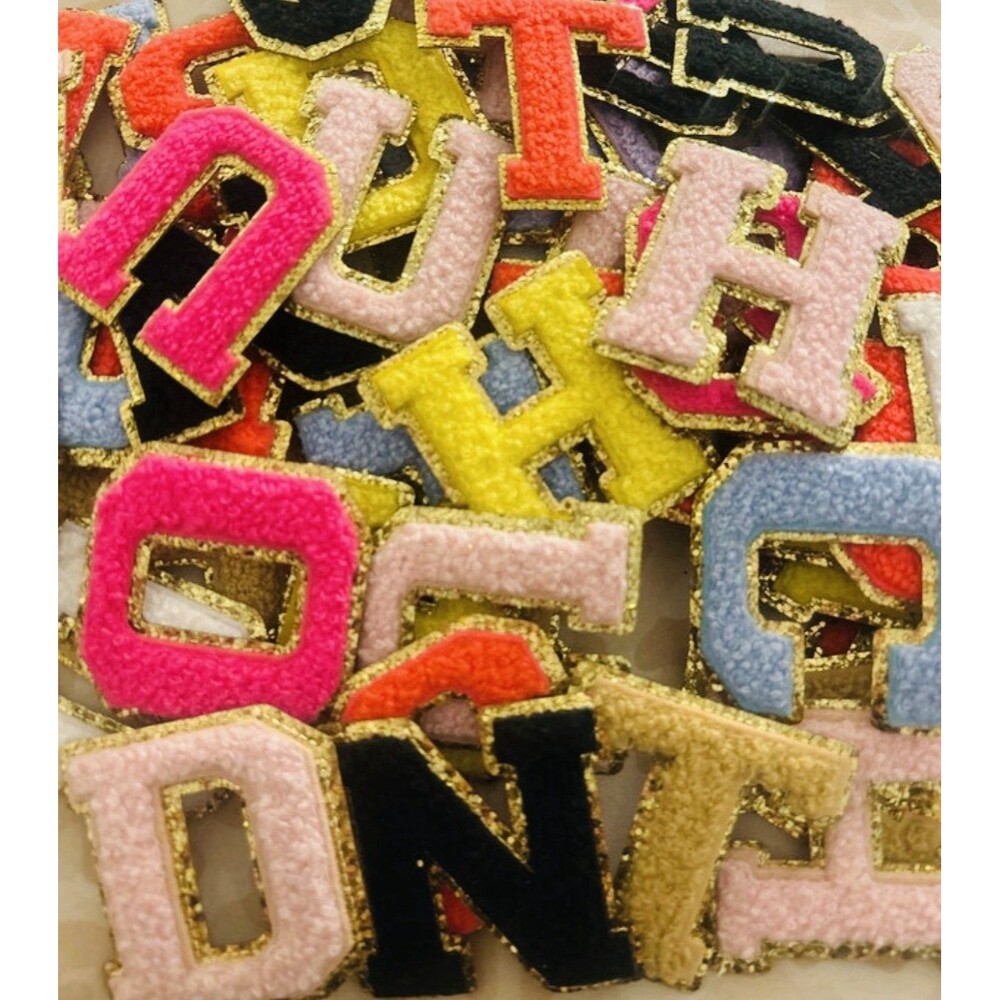 Chenille Letter Initial Patch Lot of 5 -2” Applique Mixed Colors DIY Craft